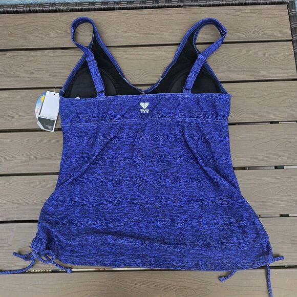 TYR Durafast Elite Womens Navy Mantra V-neck Tank Size 12 New - Picture 2 of 3